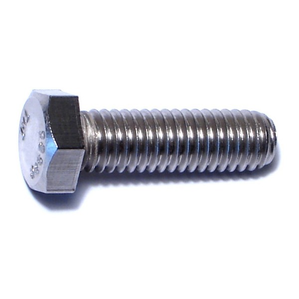 Midwest Fastener 3/8"-16 Hex Head Cap Screw, 18-8 Stainless Steel, 1-1/4 in L, 50 PK 50552